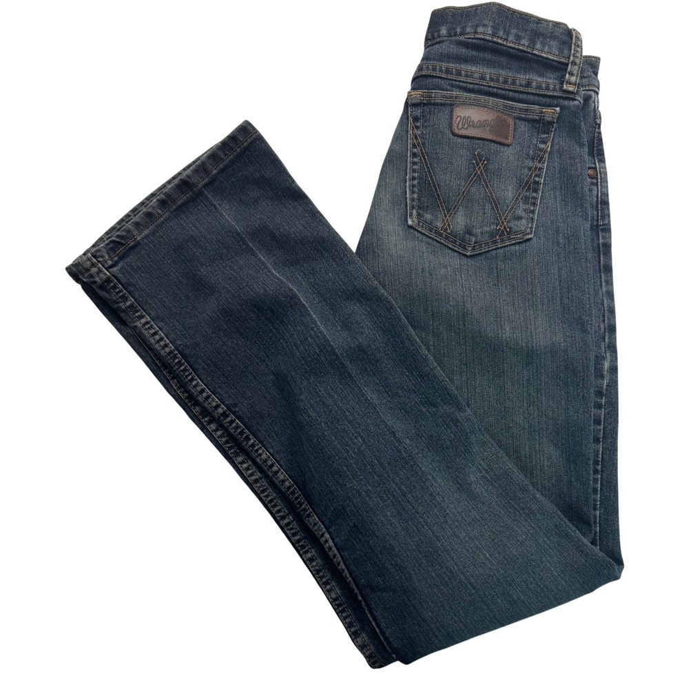 Wrangler 02 Competition Advanced Comfort Jeans Mens 27x36 Slim Bootcut Dark Wash